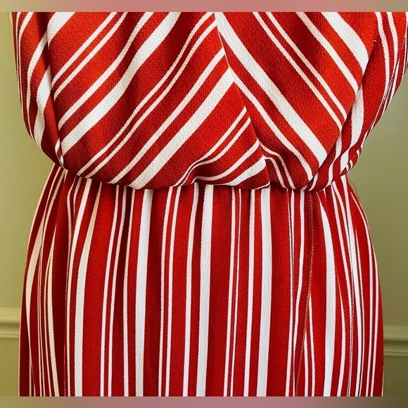 MIKEY & Joey Red White Stripe Halter Neck Midi Dress Size M - Picture 8 of 8